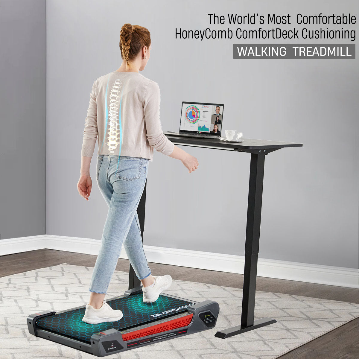 CIAPO Mini Fitness Home 2-in-1 Foldable Compact Walking Pad Under Desk Treadmill